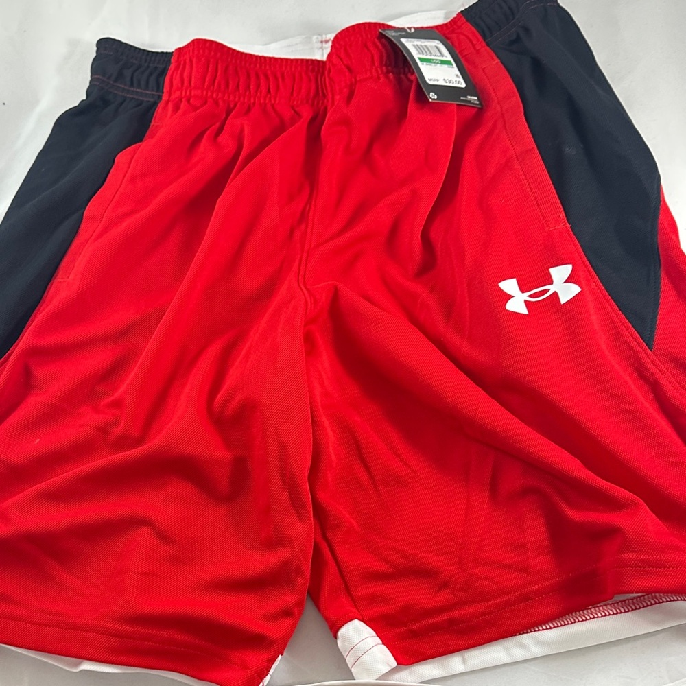Under Armour Men's Red and Black Athletic Shorts - Picture 4 of 6
